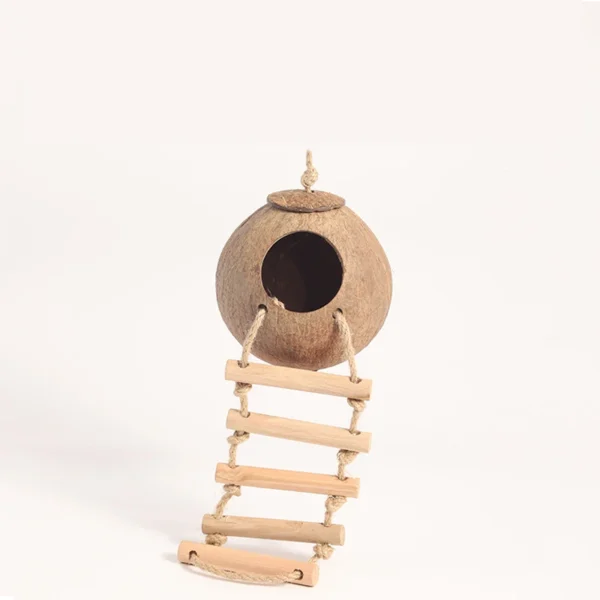 Hamster House Bite-resistant Natural Small Pet Coconut Cages Guinea-pig Hamster Hideout House Toy Wooden House Pet Supplies - Image 7