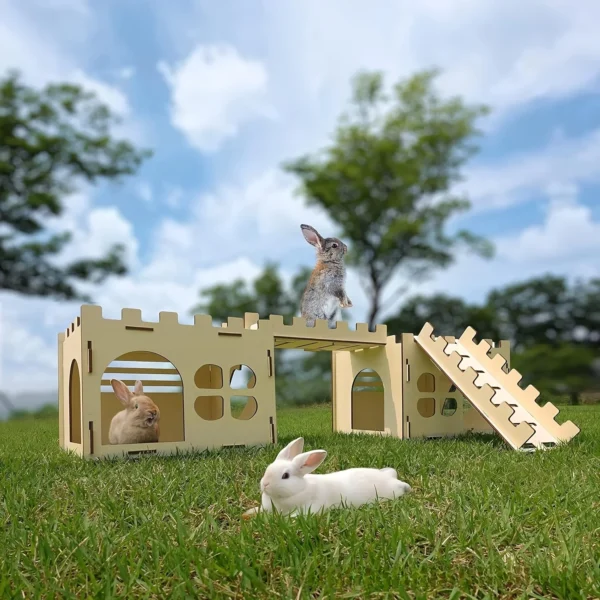 Rabbit Castle, Rabbit Hiding Place, Guinea Pig Rabbit, Totoro, Hedgehog, Detachable Habitat, Toy Decoration, Evading House, Wood - Image 6