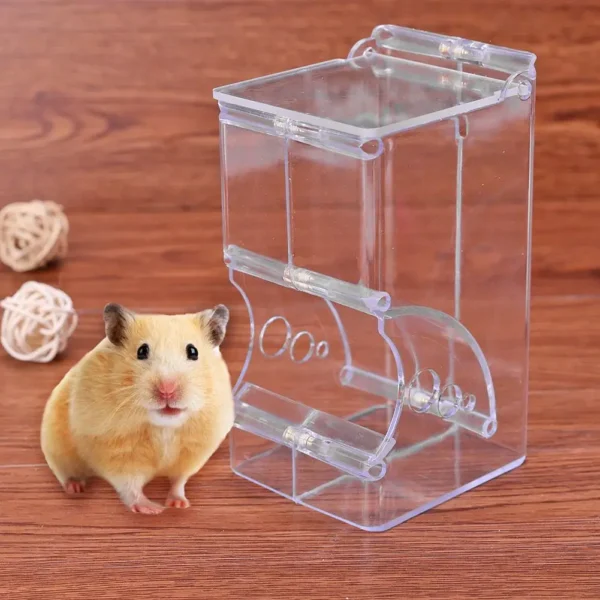 Hamster Rabbit Food Dispenser Feeder Plastic Clear Automatic Pet Feeder For Hamster Guinea Pigs Food Bowl Container - Image 5