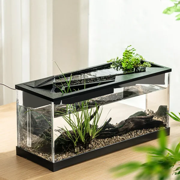 Aquarium Tank With Build-in Light, Water Pump, Clear Cover, Ecological Cycle System, Acrylic Rectangular Fish Tank - Image 2