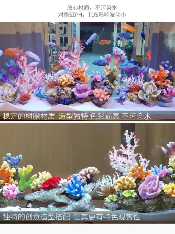 Fish Simulation Fake Coral Landscaping Full Rockery Aquatic Plants Decoration Marine Aquarium Scenery Fish and Hideout House - Image 2