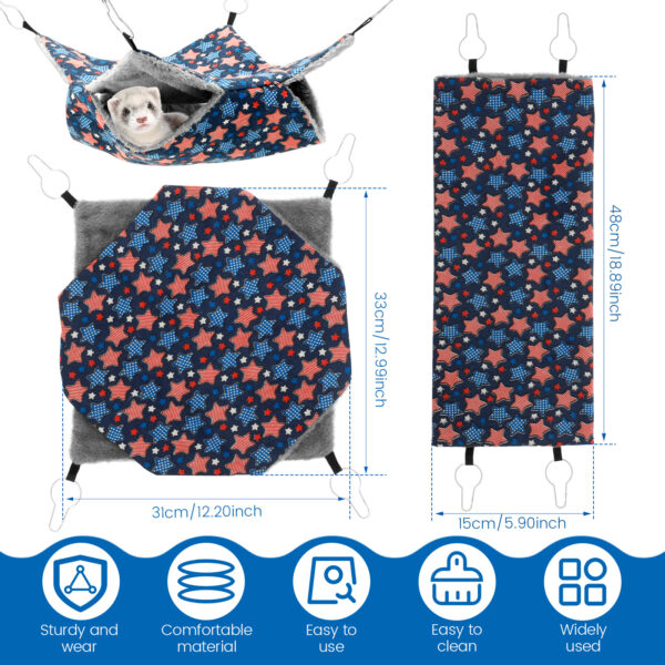 2Pcs Ferret Hammock Polyester Hamster Hammock with Loop and Tunnel Guinea Pig Hideout Ferret Bed Practical Pet Cage Accessories - Image 7