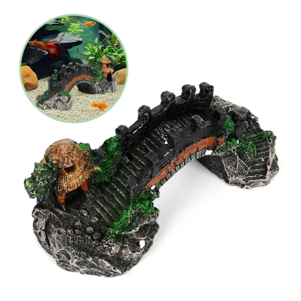 Aquarium Decor Small Arch Bridge 14x5x6cm Fake Rock Bridge Fish Tank Decorations Water Grass Landscape Background 1-2pcs - Image 7