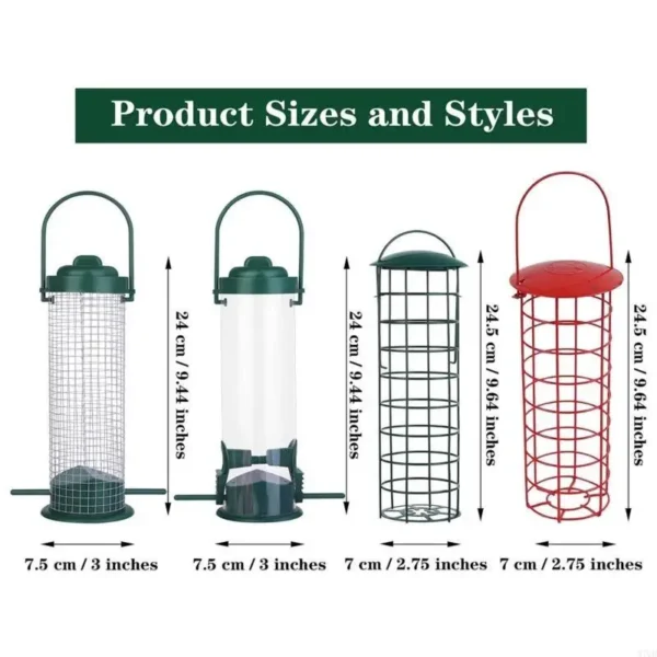 97QD Bird Feeder Metal Bird Suet Feeders Outdoor Hanging Mesh Tube Wild Bird Feeder - Image 6