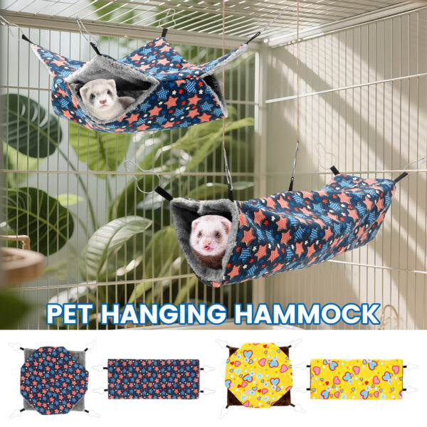 2Pcs Ferret Hammock Polyester Hamster Hammock with Loop and Tunnel Guinea Pig Hideout Ferret Bed Practical Pet Cage Accessories