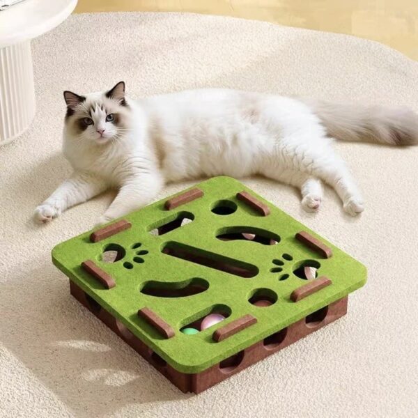 Pet Cat Puzzle Maze Holes Toys Felt Box With Bell Ball Kitten Playing Toys Interactive Funny Combination Set Cat Supplies - Image 2