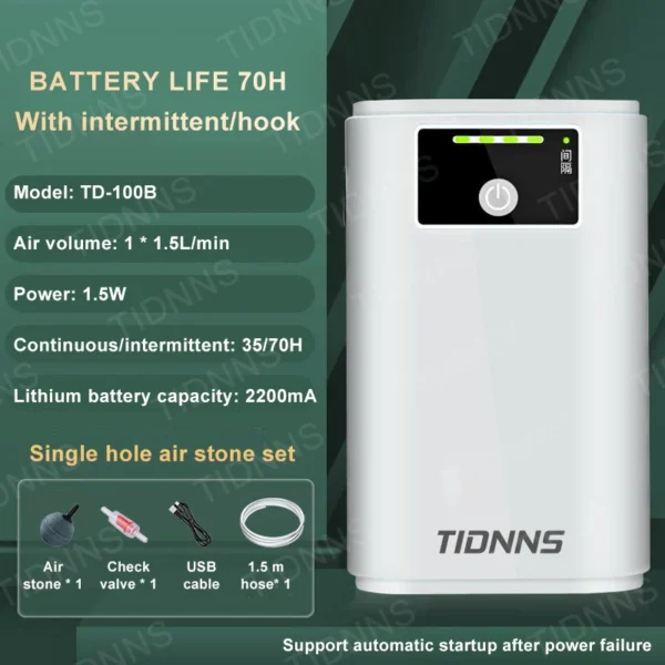 Aquarium Fish Tank Oxygen Pump Charging Dual-Purpose Air Pump Usb Lithium Battery Household Portable Fishing Mute 6000mA Outdoor - Image 14