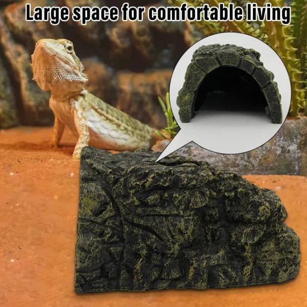 Reptile Hiding Cave Lizard Snake Turtle Hide Rest Cave Reptiles Basking Hide Habitat Aquarium Lizard Feeding Box Decoration - Image 4