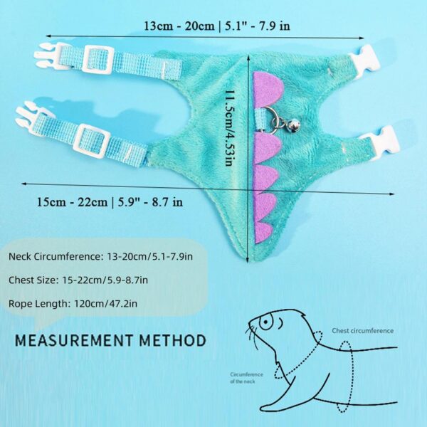 Sweet Dinosaur Design Ferret Harness With Bell Pet Outdoor Walking Items Small Harness Vest Adjustable Rope Cute Useful Rope - Image 6