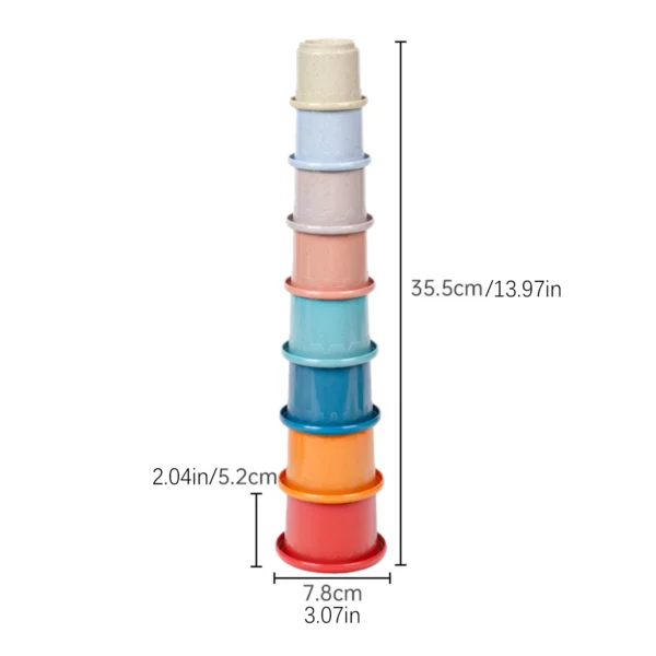 8Pcs Stacking Cups Toys for Rabbits Chinchillas Guinea Pigs  Multi-Colored Reusable Plastic Nesting Toys Stacking Cups Set - Image 8