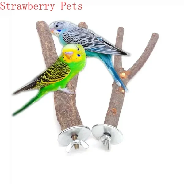 Natural Wood Pet Parrot Raw Wood Fork Tree Branch Stand Rack Squirrel Bird Hamster Branch Perches Chew Bite Toys Stick - Image 2