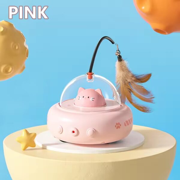 USB Rechargeable Smart Ufo Cat Toy with Rotating Feather Automatic Fun Interactive Play for Indoor Cats Kitten Training - Image 5