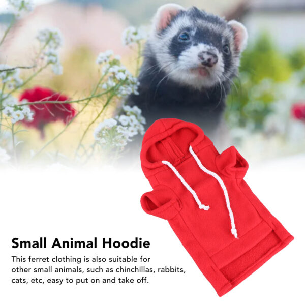 ZK30 Pet Ferret Sweatshirt Warm Soft Skin Friendly Cute Small Animal Hoodie for Daily Party S Red - Image 2