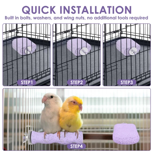 4Pcs Bird Chewing Toy Resin Bird Parrot Cage Perch Stand Platform Bird Beak Grinding Stone Set Bird Cage Accessory Pet Supplies - Image 2