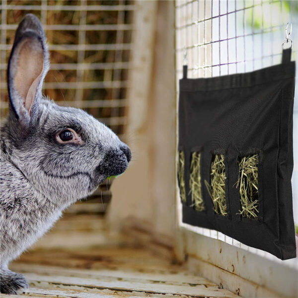 Hay Bag Hanging Pouch Feeder Holder Feeding Dispenser Container for Rabbit Guinea Pig Small Pet Animals Oxford cloth - Image 5