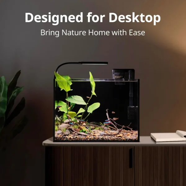 2.5 Gallon Nano Nature Aquarium Kit, Ultra-Clear Rimless Desktop Fish Tank with Light and Filter, Perfect for Small Fish, Shrim - Image 2