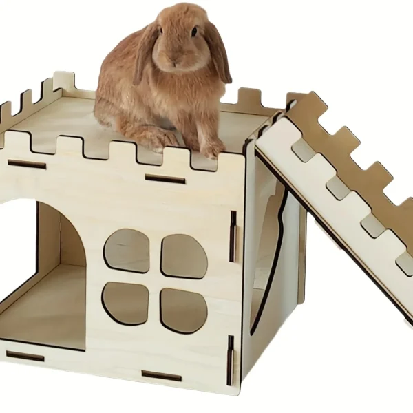 Rabbit Castle, Rabbit Hiding Place, Guinea Pig Rabbit, Totoro, Hedgehog, Detachable Habitat, Toy Decoration, Evading House, Wood - Image 4