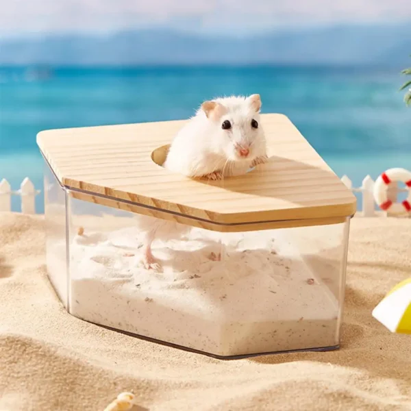 Hamster Golden Bear Sand Bath Box Acrylic Fully Transparent Large Pet Chinchilla Toilet Dual-Purpose Bath Sand Urine Sand Basin - Image 4