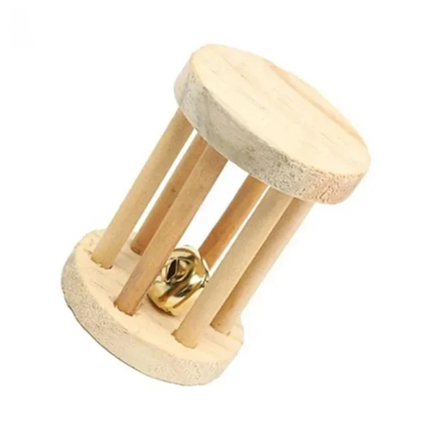 Natural Wood Chew Toys for Rodents Rabbit-Shaped Roller with Bell Guinea Pig/Rat Teeth Grinding & Play Activity - Image 8