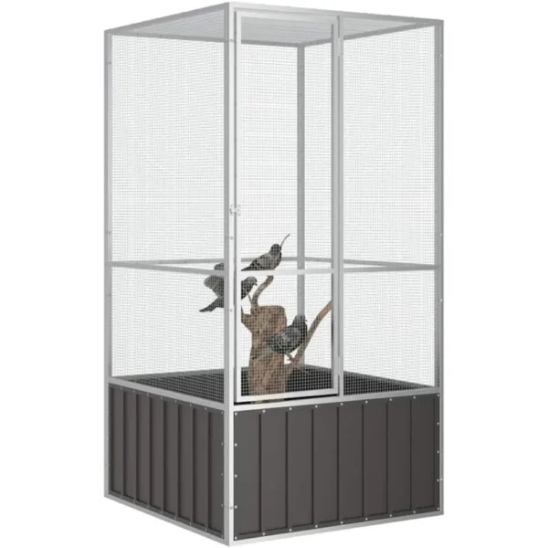 Bird Cage - Large, Secure & Ventilated Aviary, Galvanized Steel Construction, Anthracite, Perfect for Playing, Exercising and T - Image 3