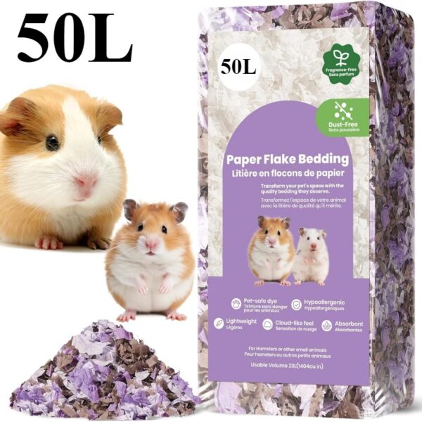 23L/50L Paper Small Pet Bedding Hamster Rabbits Guinea Pigs Odor Control Dust-Free Moisture Absorbent Natural Shavings Bedding - Image 9