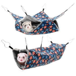 2 Pcs Ferret Hammock Polyester Guinea Pig Hammock with Loop and Tunnel Practical Pet Cage Accessories for Parrot Squirrel Mouse
