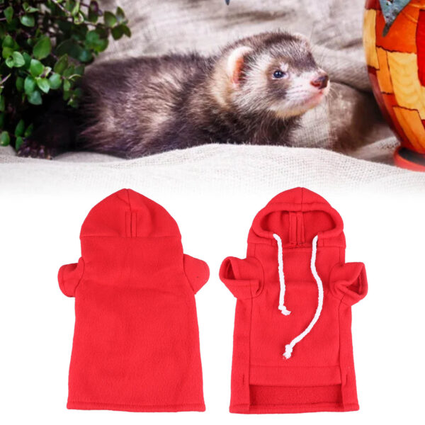ZK30 Pet Ferret Sweatshirt Warm Soft Skin Friendly Cute Small Animal Hoodie for Daily Party S Red - Image 4