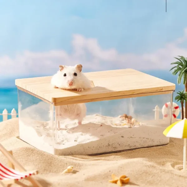 Hamster Golden Bear Sand Bath Box Acrylic Fully Transparent Large Pet Chinchilla Toilet Dual-Purpose Bath Sand Urine Sand Basin - Image 2