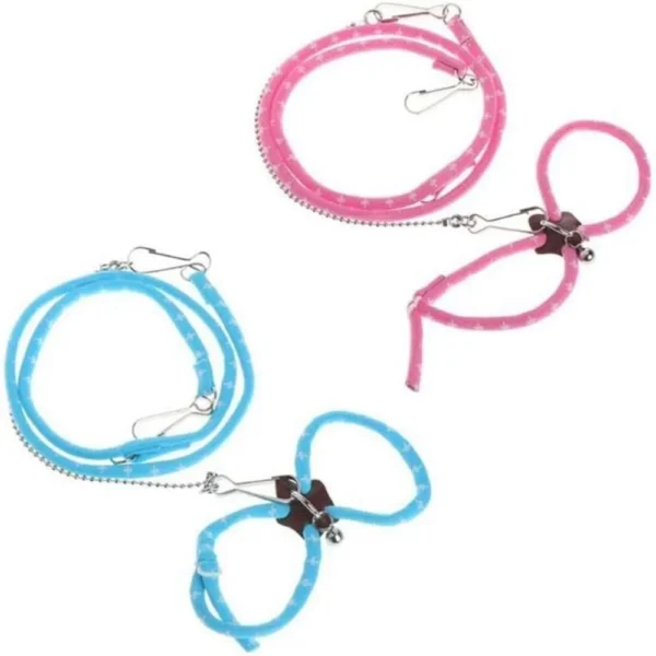 Blue Small Hamster Harness Rope, Lovely Adjustable Pet Rat Mouse Hamster Harness with Bell, Collars, Leads and Harnesses - Image 4