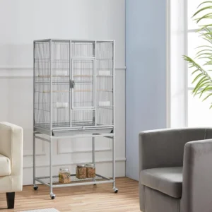 Metal Large Bird Cage Parrot Parakeet Cage w/Stand for Small Parrot Cockatiel Sun Parakeet Lovebird Budgie Finch Canar
