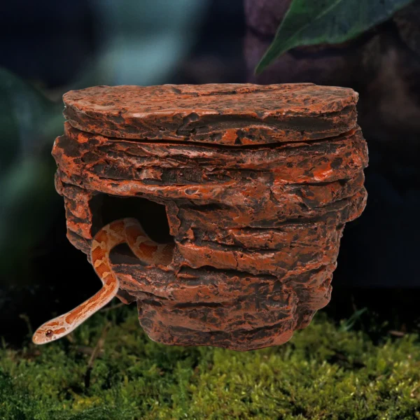 Reptile Rock Cave Hideout for Geckos, Chameleons, Snakes-Terrarium Decor with Suction Cups, Lizard Shelter, Glass Tank Accessory - Image 3