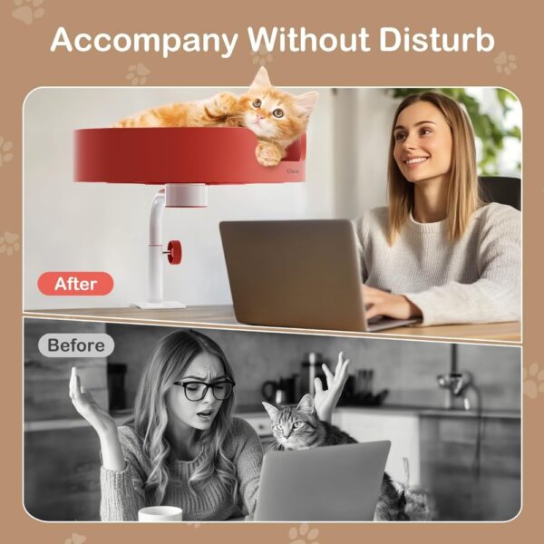 Cat Desk Bed Large Perch Nest with Teaser Easy Install,Space Saving Mount Design,Sturdy Frame,Removable Cushion,Clamp Desktop At - Image 3
