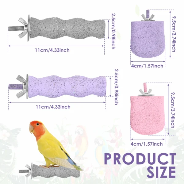 4Pcs Bird Chewing Toy Resin Bird Parrot Cage Perch Stand Platform Bird Beak Grinding Stone Set Bird Cage Accessory Pet Supplies - Image 7