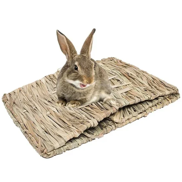 Foldable Woven Rabbit Cages Pets Hamster Guinea Pig Bunny Grass Chew Toy Mat House Bed Nests for Small Animal Rabbit Accessories - Image 2