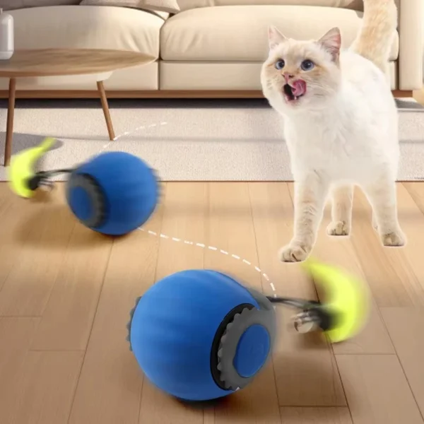 Cat Interactive Ball Toys Automatic Rolling Ball Faux Tail Rechargeable Smart Pet Electric Toy Dog Cat Training Imitate Mouse - Image 3