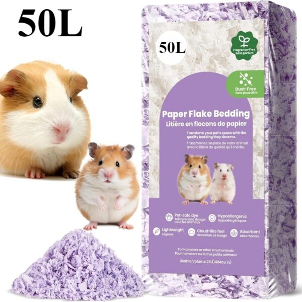 23L/50L Paper Small Pet Bedding Hamster Rabbits Guinea Pigs Odor Control Dust-Free Moisture Absorbent Natural Shavings Bedding - Image 14
