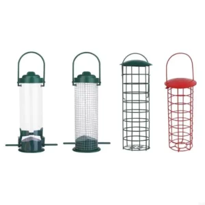 97QD Bird Feeder Metal Bird Suet Feeders Outdoor Hanging Mesh Tube Wild Bird Feeder