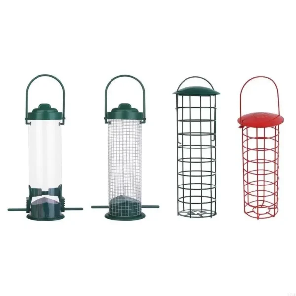 97QD Bird Feeder Metal Bird Suet Feeders Outdoor Hanging Mesh Tube Wild Bird Feeder