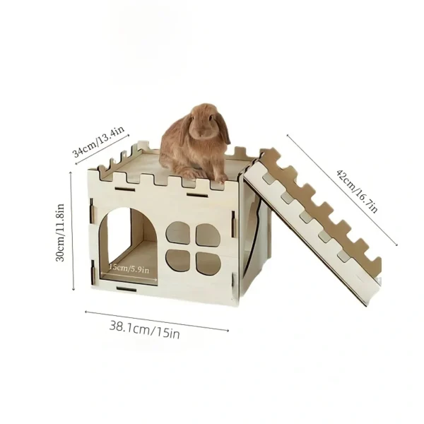 Rabbit Castle, Rabbit Hiding Place, Guinea Pig Rabbit, Totoro, Hedgehog, Detachable Habitat, Toy Decoration, Evading House, Wood - Image 7