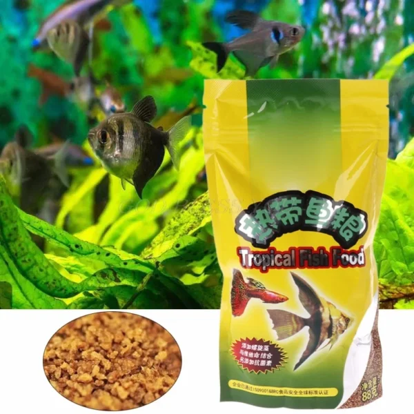 Aquarium Tank Tropical Fish Food Small Fish Feed Grain 88g Delicious Food Especially for Guppy Lantern Fish 1 Bag - Image 2