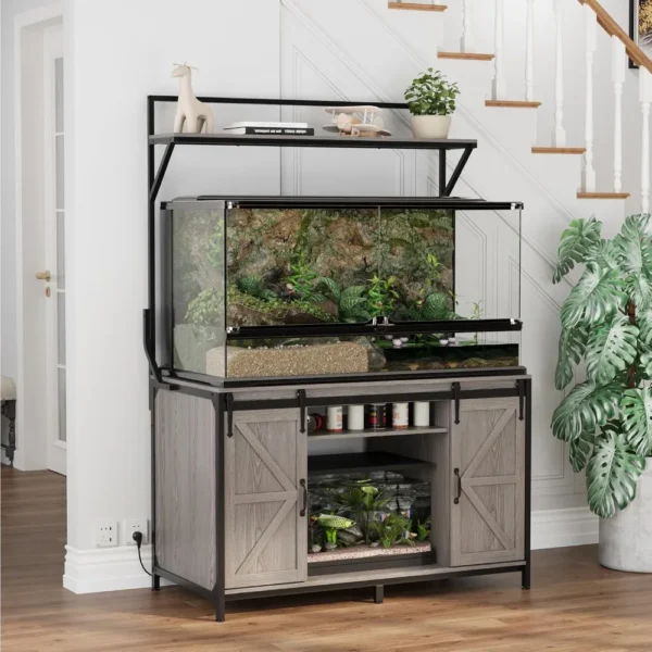 Farmhouse Reptile Tank Stand with Power Outlet, 48" X 24" Tabletop Fits up to 120 Gallon Bearded Dragon Tank, Heavy Duty Aquari - Image 6