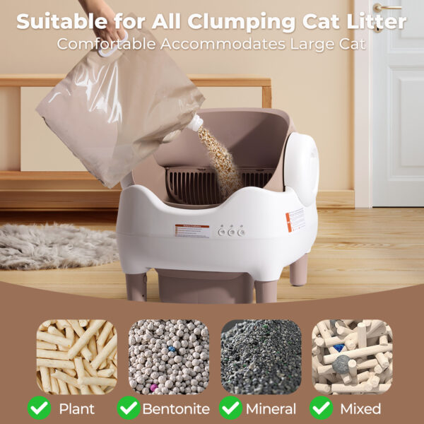 Self Cleaning Litter Box, Automatic Cat Litter Box with APP Control, Odor-Free  Large Waste Bin, Open-Top for Multi Cats - Image 4