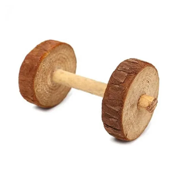 Natural Wood Chew Toys for Rodents Rabbit-Shaped Roller with Bell Guinea Pig/Rat Teeth Grinding & Play Activity - Image 10