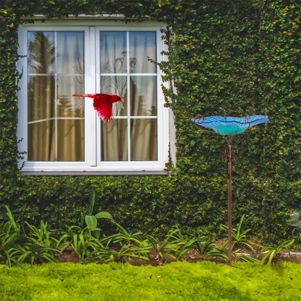Large Outdoor Glass Bird Bath Garden Feeding Bowls Water Bath Spa Table Balcony - Image 7