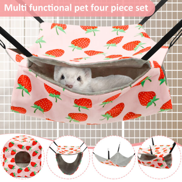 4Pcs Hamster Hammock Set Polyester Ferret Rat Hammock Set Soft Comfortable Hanging Guinea Pig Hideout Bed Small Pet Supplies - Image 2