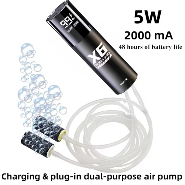 Dual-Purpose Aquarium Oxygen Pump Practical Exhaust USB Charging Portable Ultra Silent Air Compressor for Fish Tank Air Pump - Image 7
