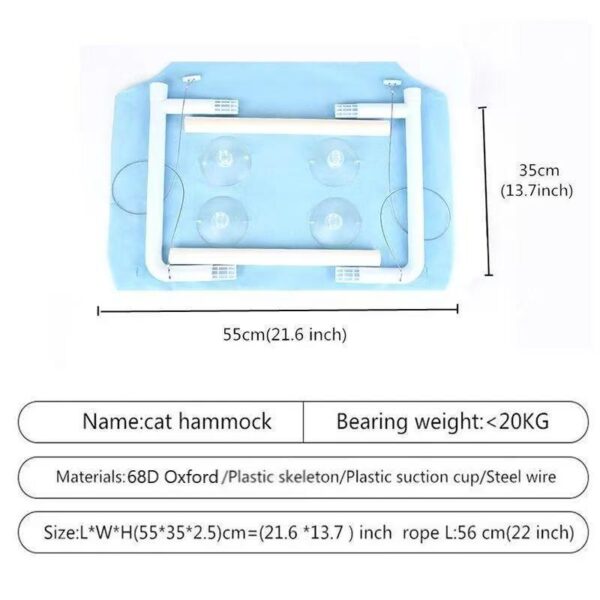 Cat hammock, cat window suction cup, cat nest, cat climbing frame, suspended balcony, glass, sun drying, pet cat bedding supplie - Image 5