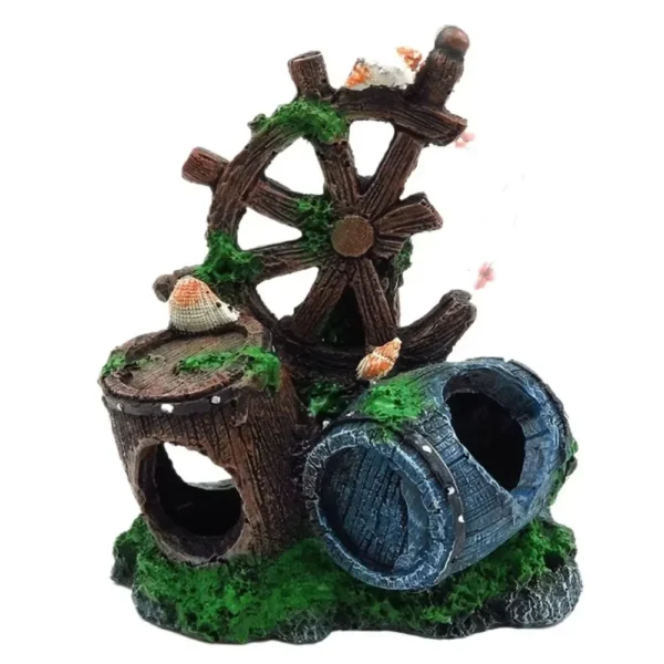 Aquarium Artificial Barrel Cave Resin Ornaments Decorations Landscaping Accessories For Fish Tank Aquarium Decoration Supplies - Image 9