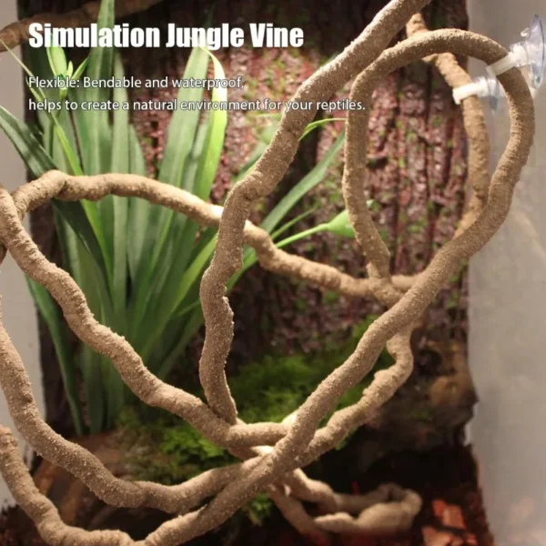 Reptile Landscaping Vine Fake Branches Rainforest Foam Rattan Terrarium Decor Habitat Decoration for Lizard Chameleon - Image 5