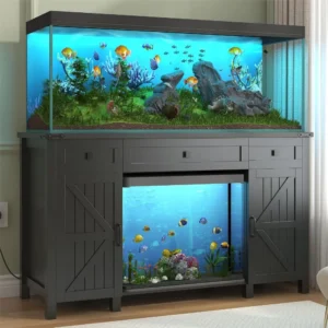 55-75 Gallon Aquarium Stand With Charging Station, Farmhouse Fish Tank Stand, Reptile Tank Stand Terrarium Stand with Drawer and